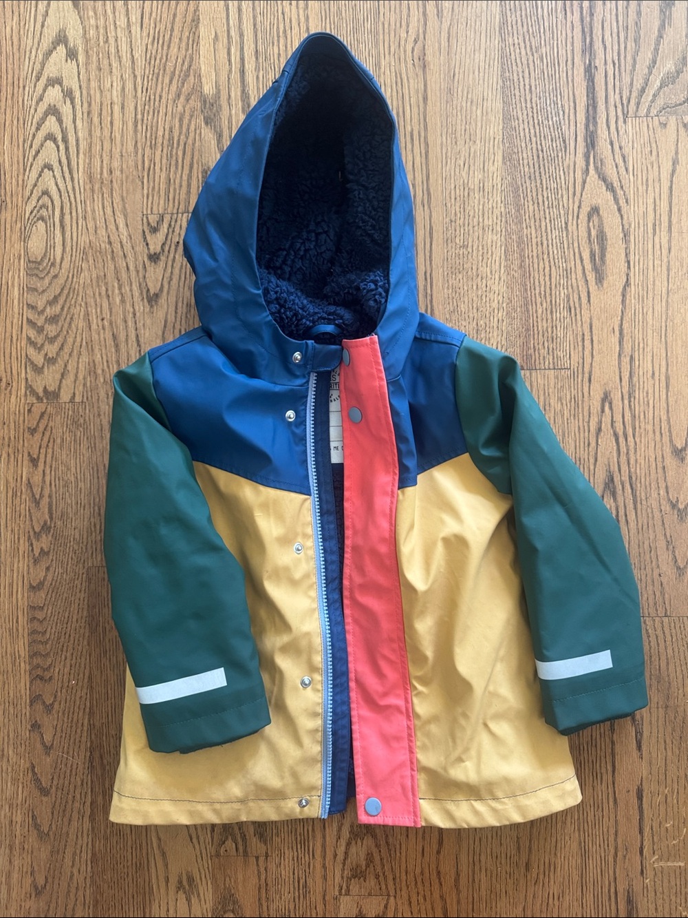 Marks & Spencer Colorblock Raincoat in Navy, Yellow, Green & Red